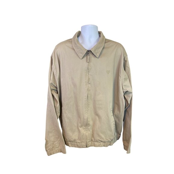 Vintage CHAPS Harrington  Zip-Up Jacket XXL Beige XXL Cotton Windbreaker Y2K - Picture 1 of 8